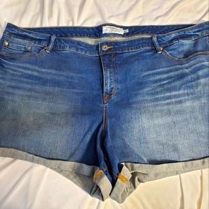 Distressed, Faded, Cuffed Torrid Blue Jean Shorts size 30. DISCOUNTED SHIPPING